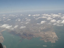 空から見た、中国青島